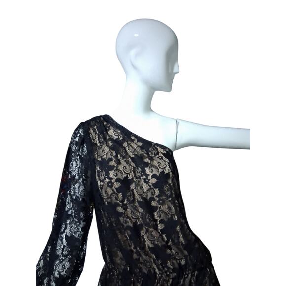 Women's Bisou Bisou Women's size XL Lace Whimsigoth Witchy One Shoulder‎ Dress - Picture 8 of 12